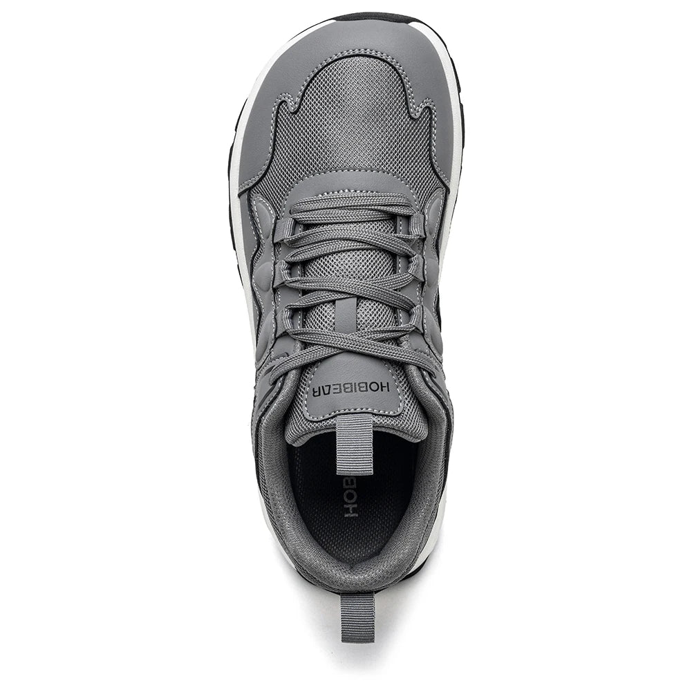 HOBIBEAR Zapatos para caminar con punta ancha, unisex, zapatillas deportivas para exteriores, de cuero artificial, con malla, con cordones, para aumentar la altura, para correr