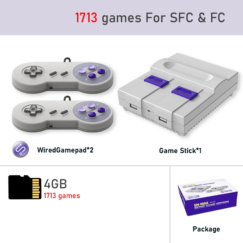 Mini consola de videojuegos Retro Dendy inalámbrica de 16 bits, más de 4400 juegos para consola Super NES SFC FC 4k para SNES
