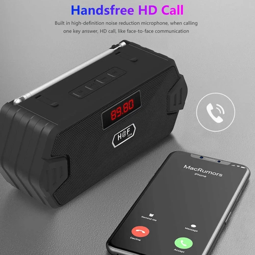 Receptor de Radio FM para exteriores, altavoz inalámbrico Aux portátil con Bluetooth, Subwoofer, caja de sonido de música, Bluetooth de alta fidelidad para el hogar y el coche
