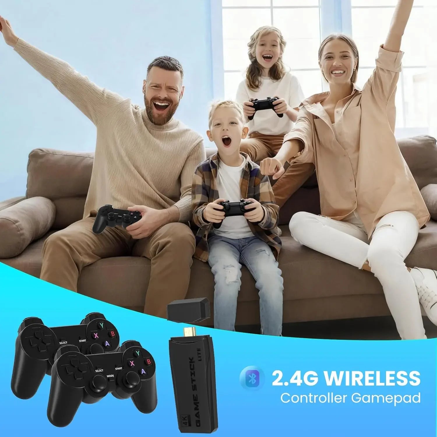 Consola de Juegos M8 con Más de 20000 Juegos, Emuladores, Salida HDMI 4K, Sistema de Juegos Retro con Dos Controles Inalámbricos de 2.4G para TV/Proyector
