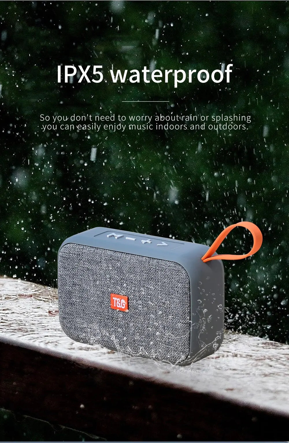 Altavoz T & G portátil Mini barra de sonido inalámbrica Bluetooth 5,0 altavoz HIFI para interiores y exteriores soporte tarjeta TF Radio FM resistente al agua