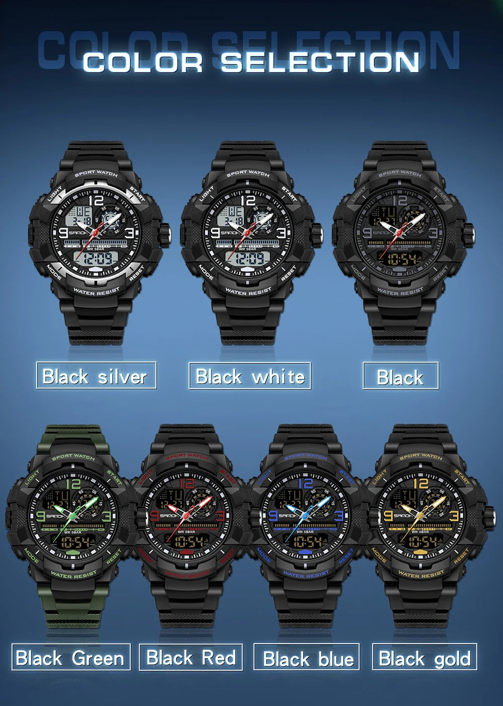 Reloj Deportivo SANDA Doble Pantalla para Hombre con Cronómetro