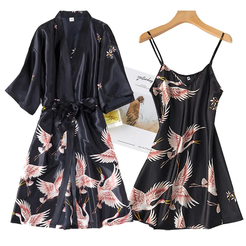 Pijama Conjunto 2 Piezas Mujer - Camisón Sedoso Cuello en V