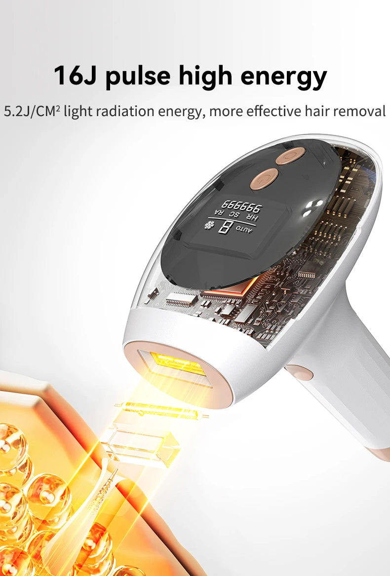 Dispositivo de Depilación IPL 3 en 1 con Enfriamiento por Hielo, 999900 Flashes, Depiladora Láser para Mujeres y Hombres, Uso Doméstico