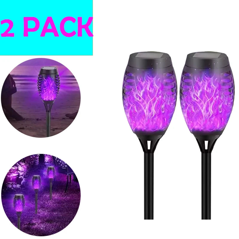Luces Solares Antorcha Llama Solar RGB 12LED para Jardín Pack x6