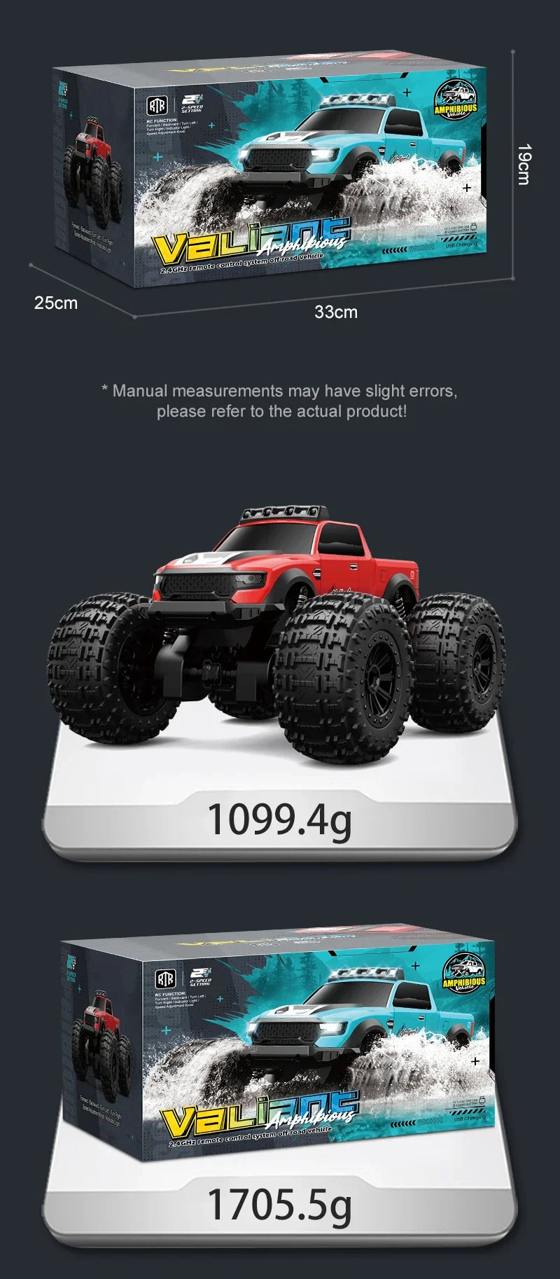 Auto RC Anfibio JJRC C8816 4WD Todoterreno con Luces LED 1:16