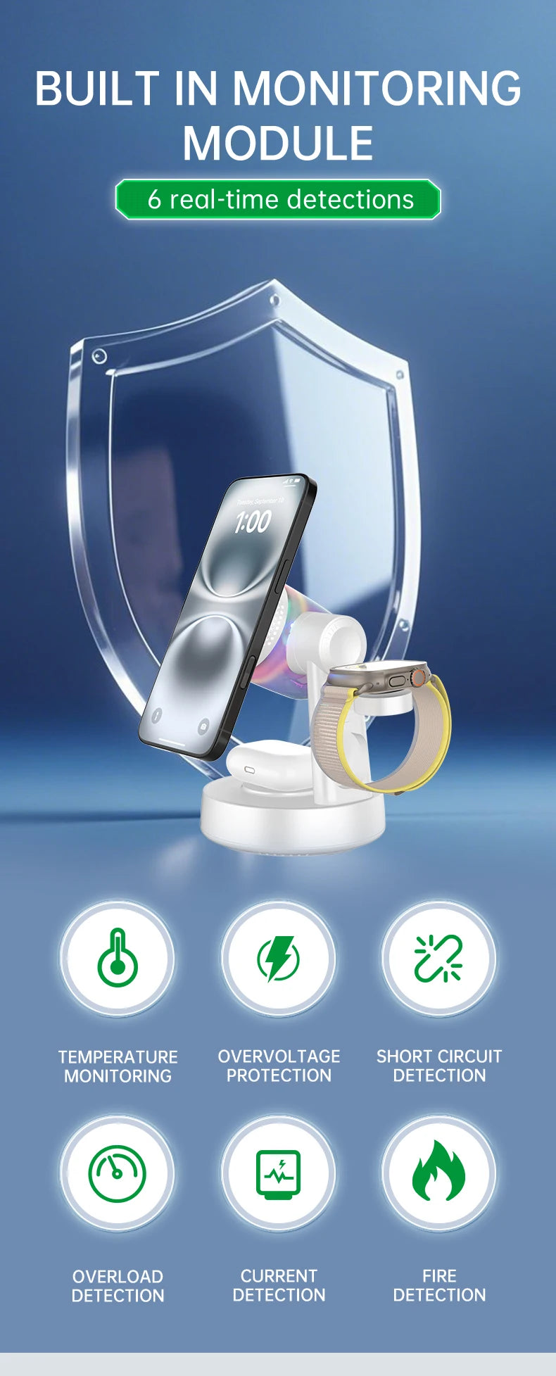 Cargador Inalámbrico Qi2 25W con Altavoz Bluetooth