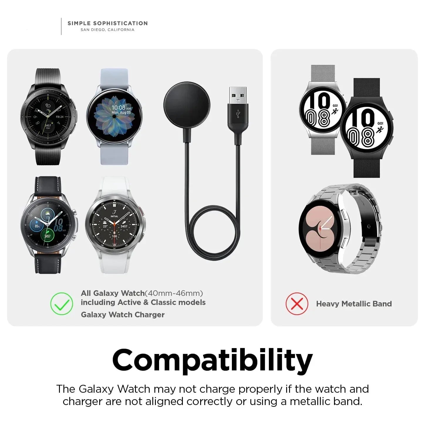 Soporte de carga de silicona Dsktop para Samsung Galaxy Watch 5, 4, 3, 40mm, 42mm, 44mm, 5 Pro, 45mm, Base de carga clásica de 46mm