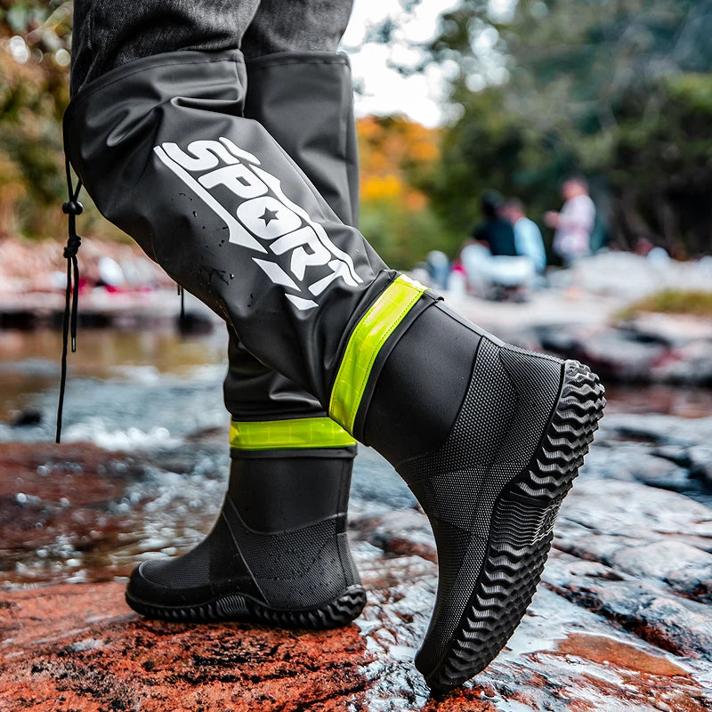 Botas de lluvia para hombre impermeables antideslizantes de caña alta