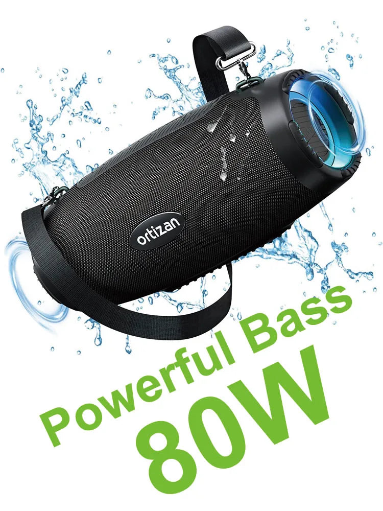 Ortizan Altavoz Bluetooth Boombox 100W IPX7
