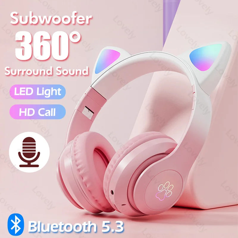 Auriculares Gaming Bluetooth LED Oreja de Gato