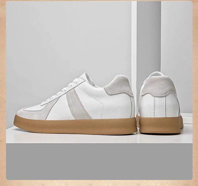 Zapatos invisibles con aumento de altura, zapatos de entrenamiento moral de 8cm, zapatillas informales transpirables de verano con aumento de altura interior para hombre, zapatos Forrest Gump versátiles Retro de cuero genuin