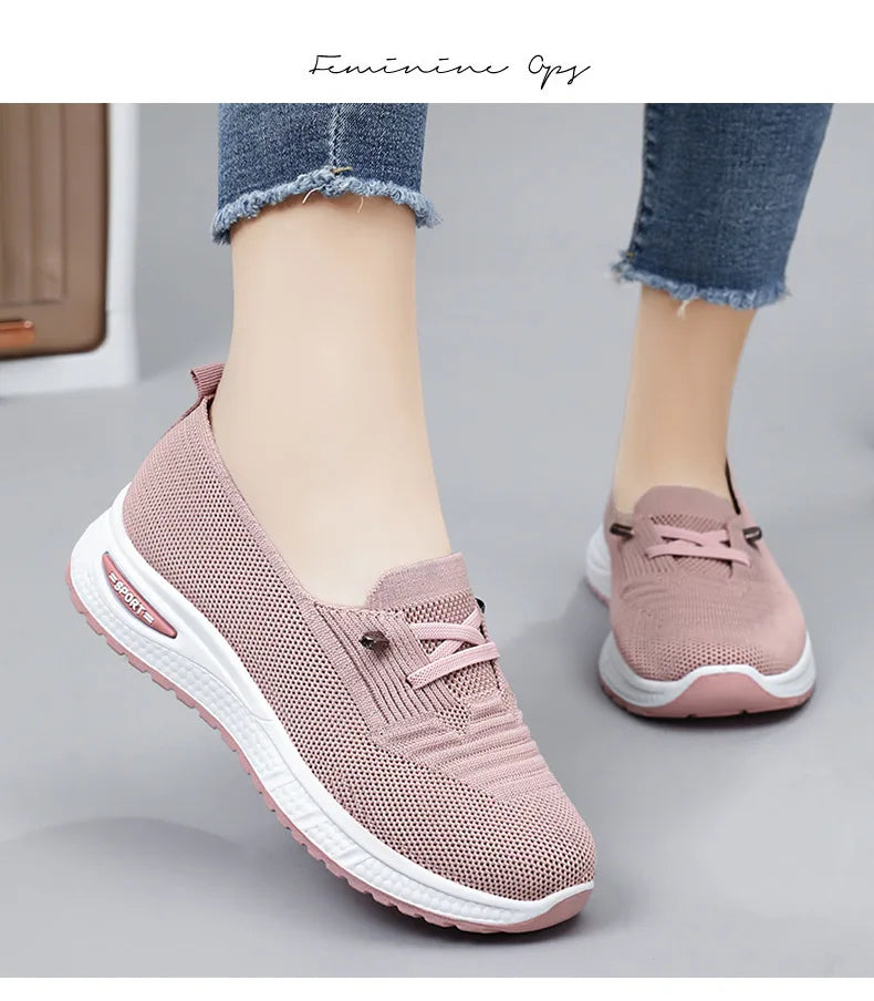 Zapatillas de Mujer Casual — Malla Transpirable, Suela Gruesa