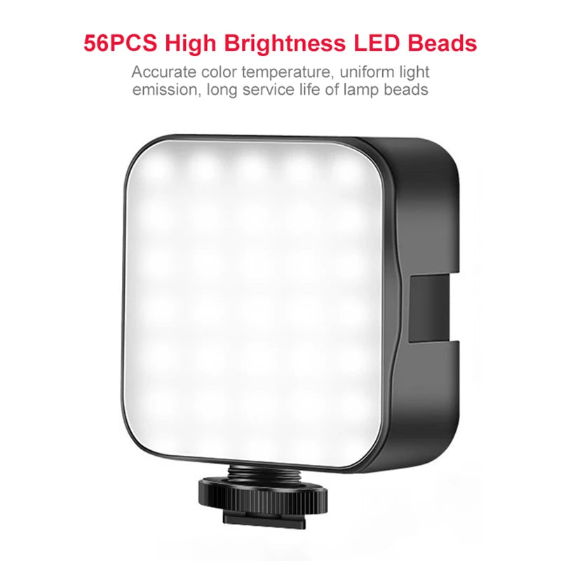 Luz LED de Relleno Recargable 6500K para Cámaras