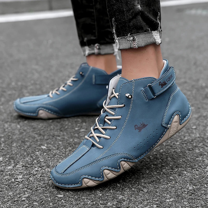 Zapatos informales de cuero, zapatillas de deporte para hombre, mocasines para caminar al aire libre, calzado cómodo, botas de lujo para hombre