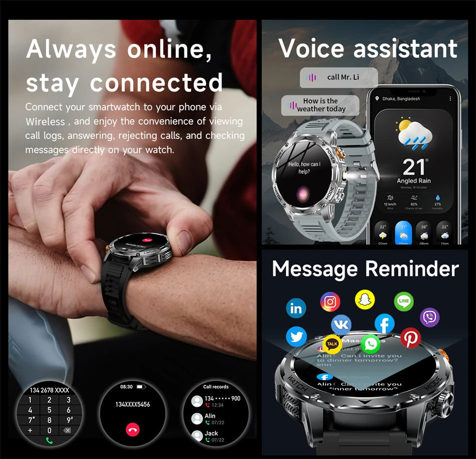 Reloj Inteligente LIGE con Linterna y Batería 1000mAh