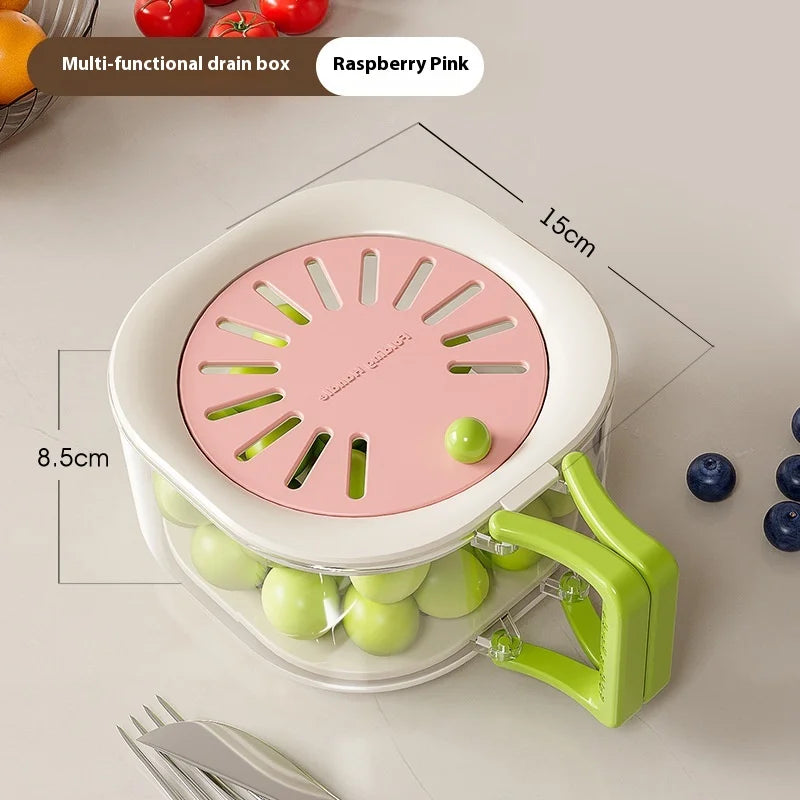 Cesta de Drenaje 2 en 1 para Frutas y Verduras con Tapa