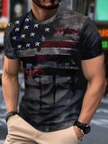 Camiseta 3D Degradado para Hombre, Estampado Ondas Turquesa y Dorado