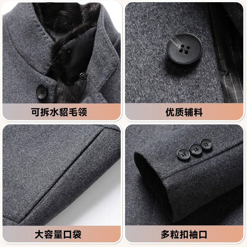 Abrigo de Lana con Plumón Desmontable para Hombre – Otoño/Invierno