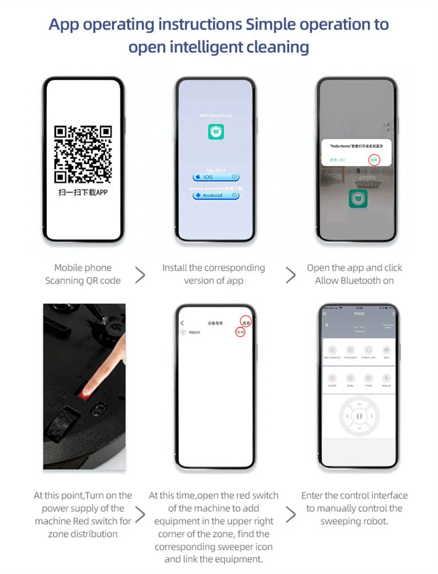 Aspiradora Inteligente Inalámbrica con Control por App, Barrido Húmedo y Seco