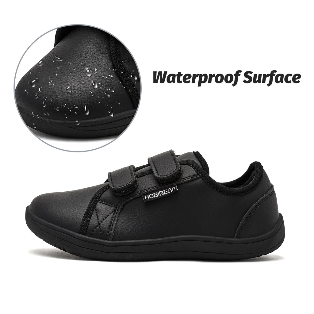 Zapatillas Descalzas para Niños HOBIBEAR |   Cierre de Gancho y Bucle |   Zapatos de punta ancha |   Zapatillas Deportivas Minimalistas Ligeras de Cuero Sintético