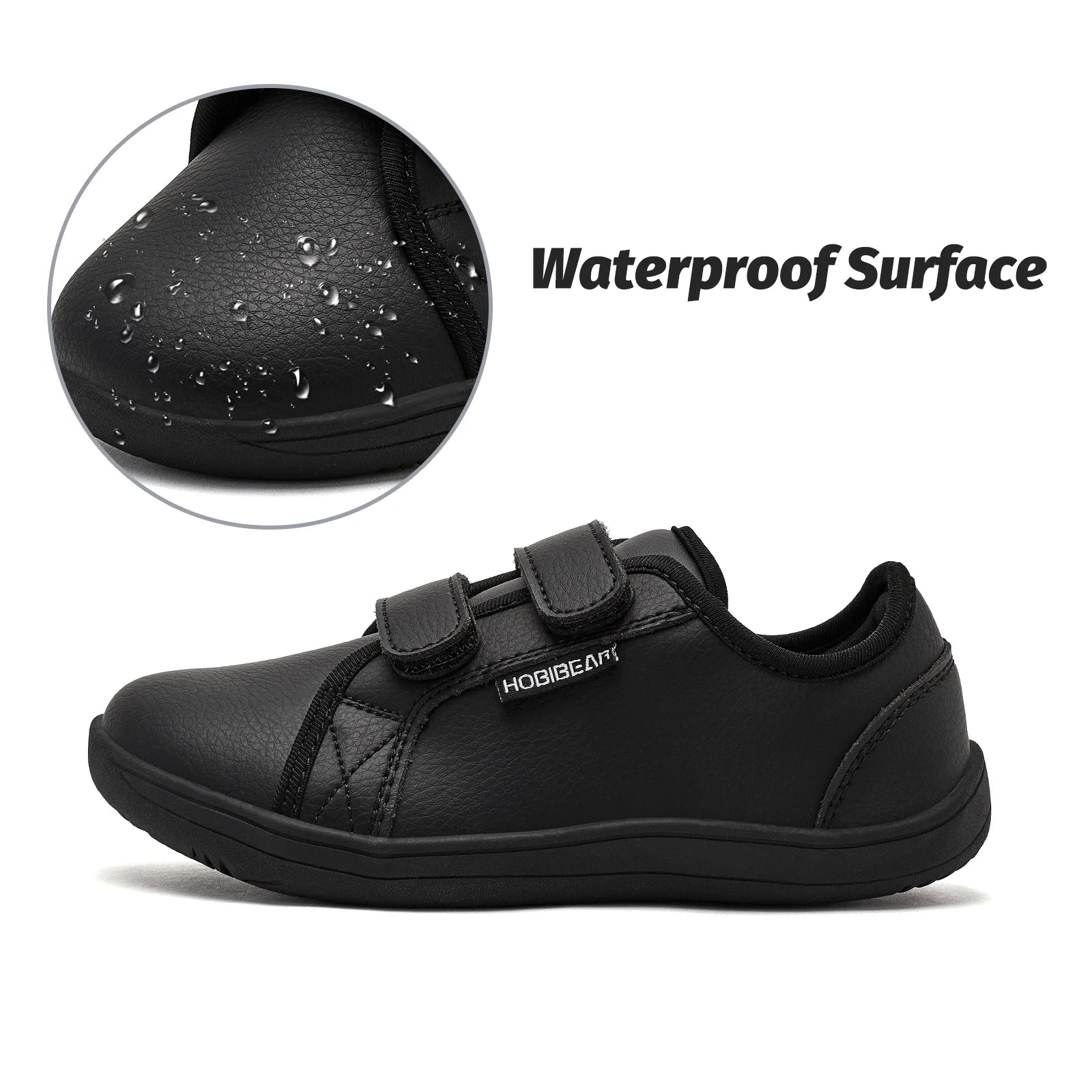 Zapatillas Descalzas para Niños HOBIBEAR |   Cierre de Gancho y Bucle |   Zapatos de punta ancha |   Zapatillas Deportivas Minimalistas Ligeras de Cuero Sintético