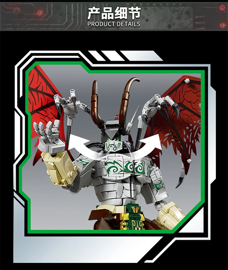 Bloques de Construcción 76112, Robot Mech Warrior, Alas Rojas, Cuchilla Verde, Modelo Dim-Blade, Kit de Bloques de Construcción, Juguete para Adultos y Niños, Regalos