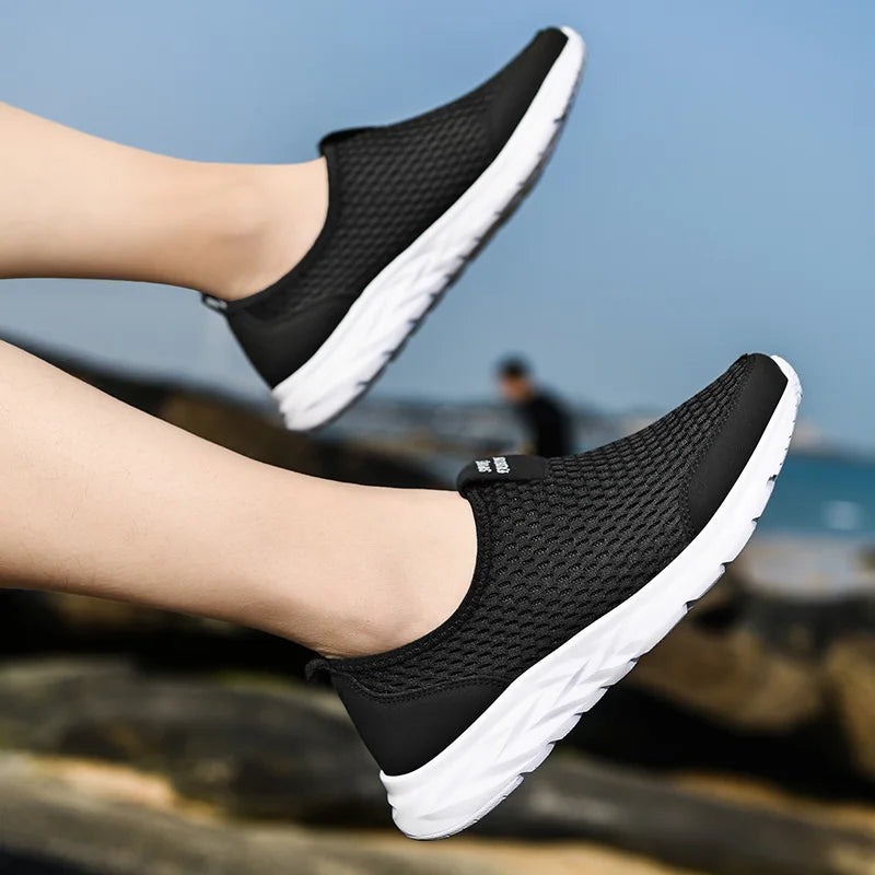YRZL, zapatillas de deporte para hombre, zapatos informales de malla transpirable para hombre, mocasines antideslizantes para exteriores de talla grande, zapatos de tenis ligeros para caminar para hombre