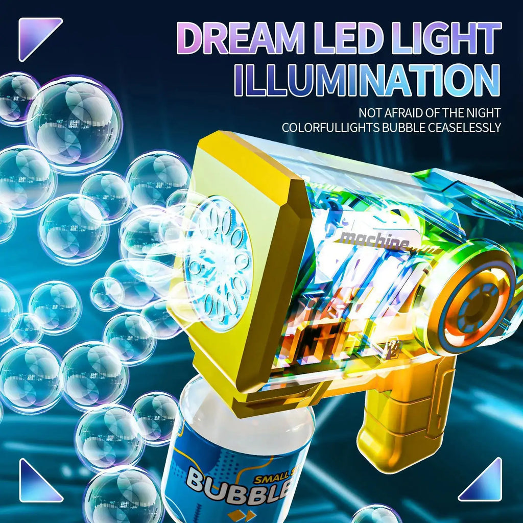 Pistola de Burbujas Eléctrica 12 Orificios con Luz LED