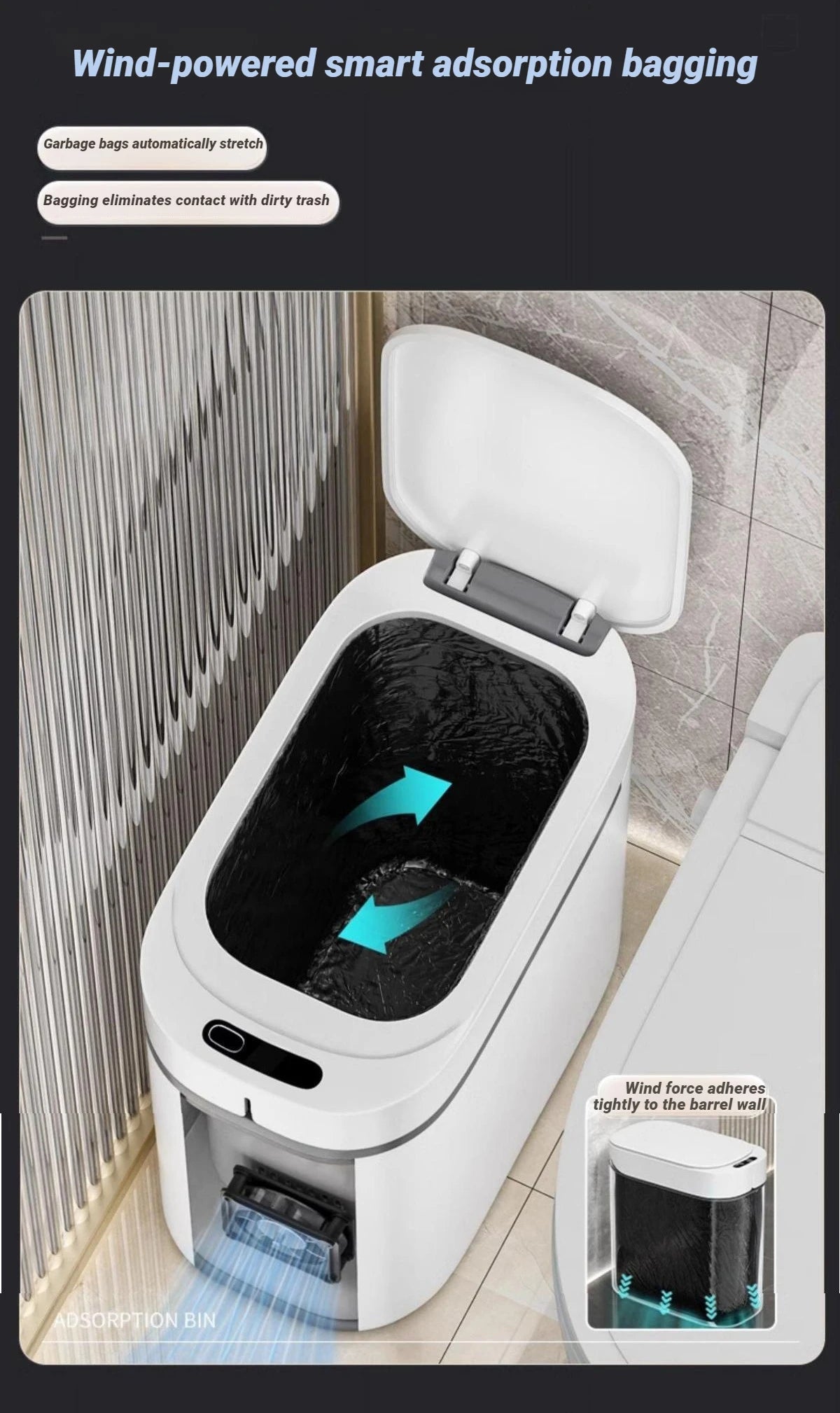 Cubo de basura inteligente Joybos con sensor, impermeable y diseño estrecho