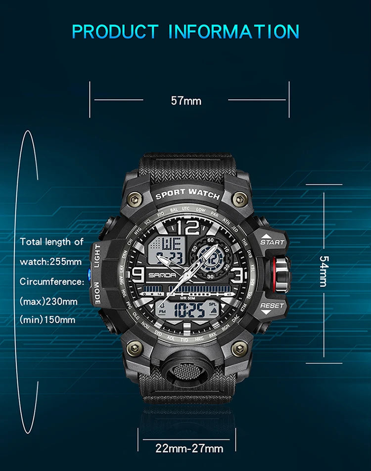 Reloj Digital LED Deportivo SANDA Multifunción para Hombre