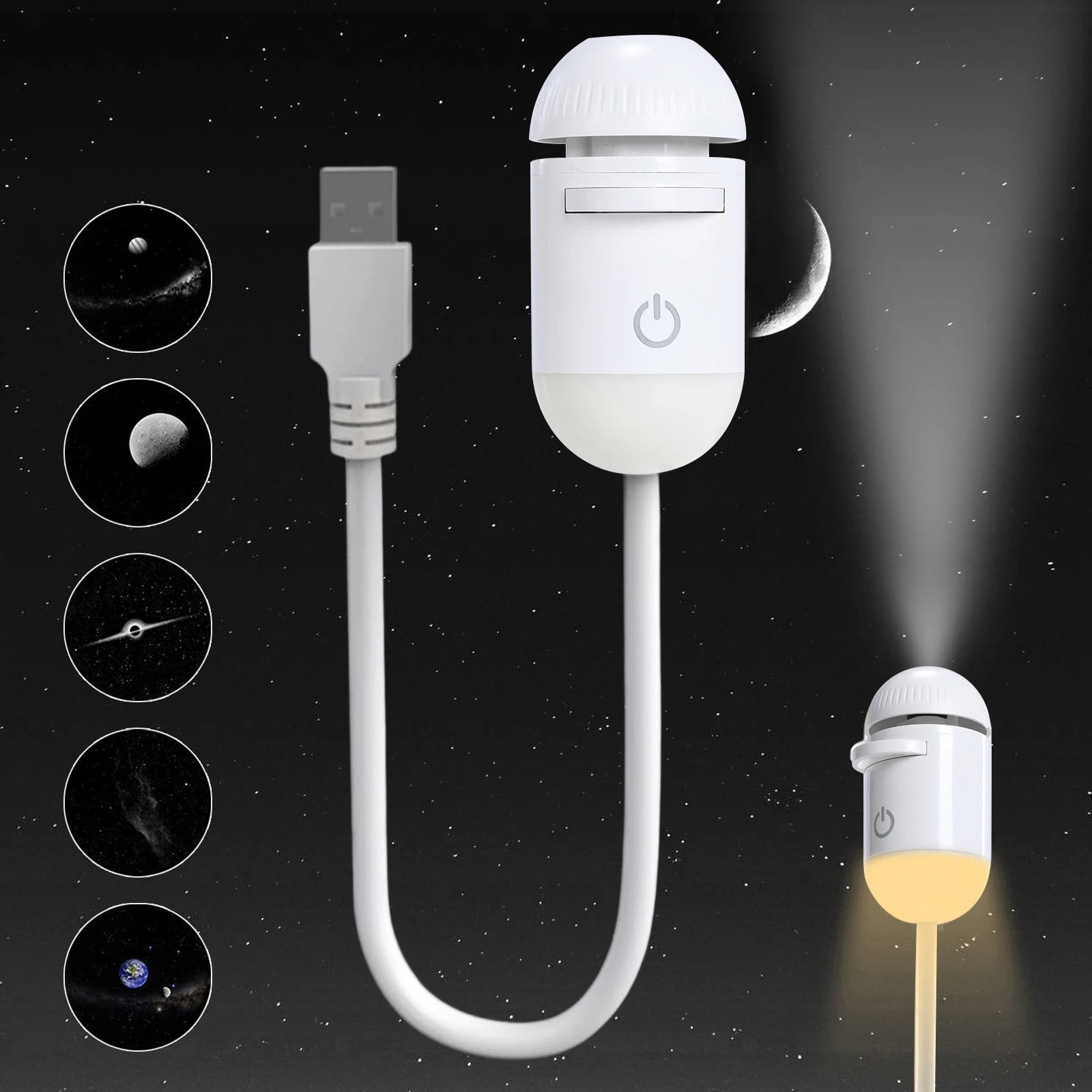 Mini proyector de galaxia LED 360° con cielo estrellado para decoración y fiestas