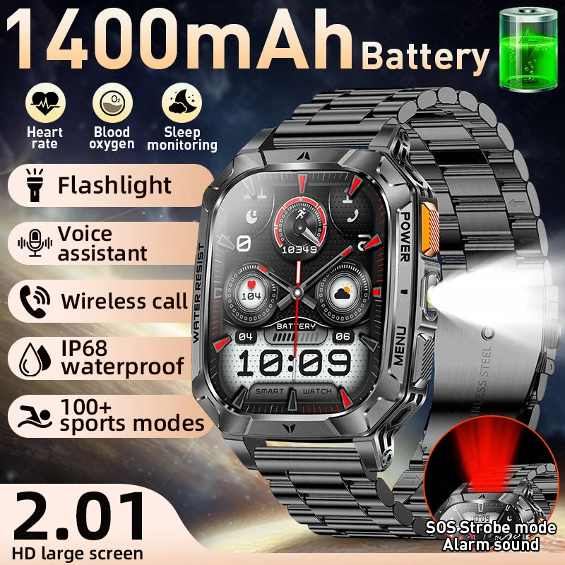 LIGE Reloj Inteligente Militar 1400mAh IP68