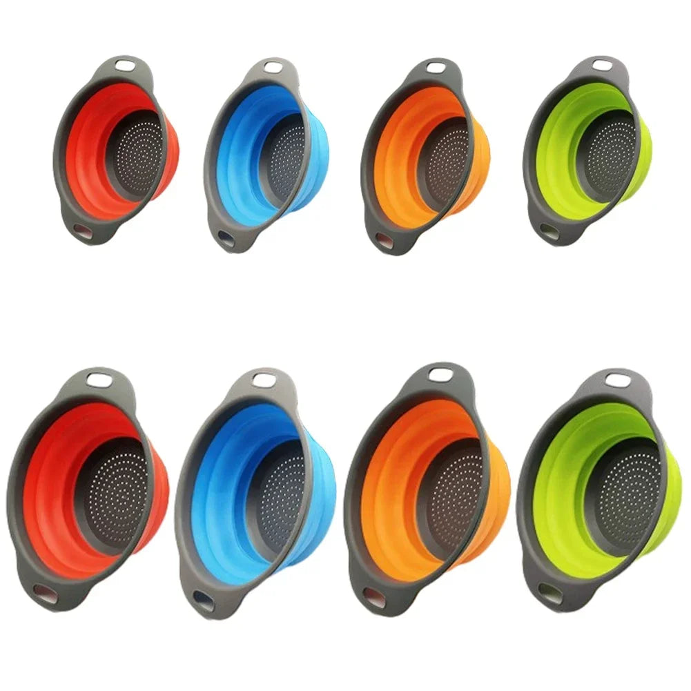 Escurridor plegable de silicona, cesta para lavar frutas y verduras, colador plegable, escurridor plegable, herramienta de almacenamiento de cocina