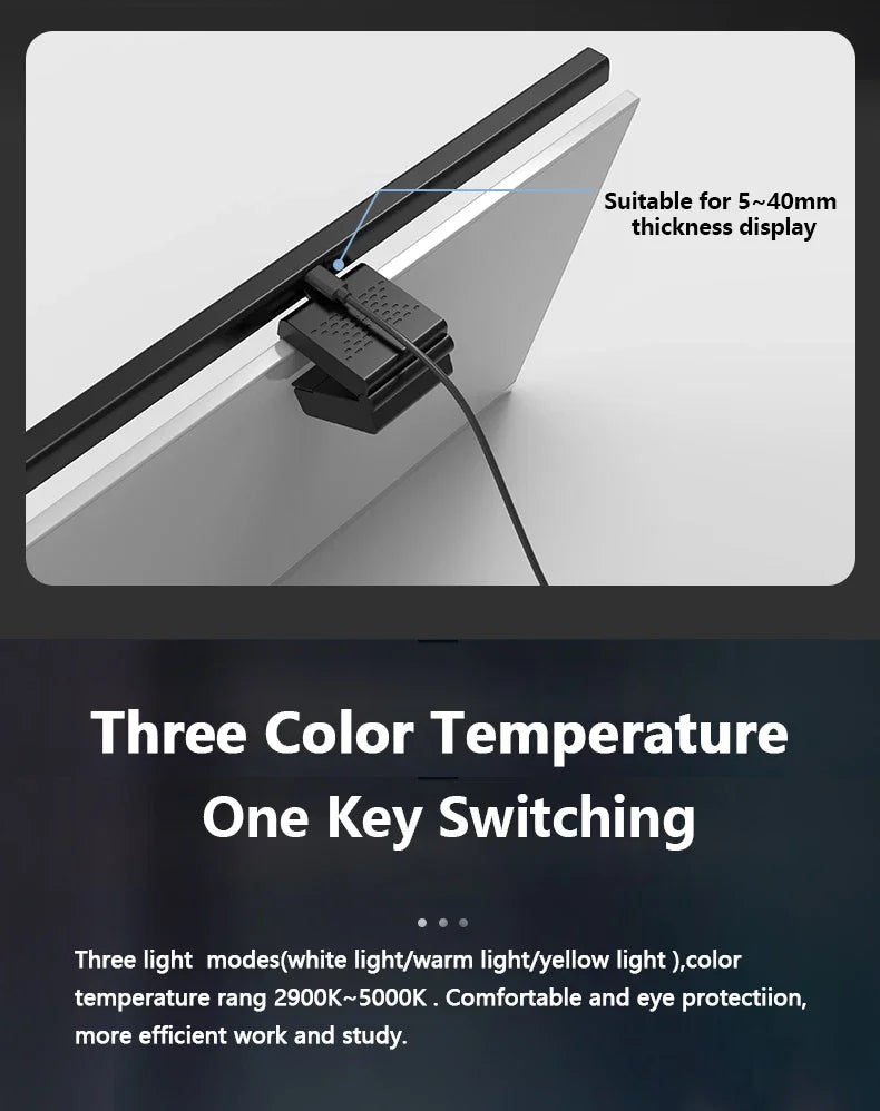 Barra de luz para Monitor de ordenador de 50cm, luces colgantes para pantalla, atenuación continua, lámpara de escritorio USB para estudio, luz de lectura, lámpara para Monitor de mesa
