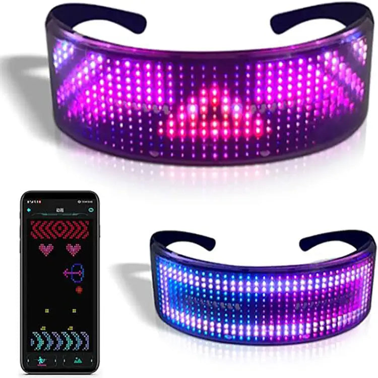 Gafas LED con luz brillante, pantalla programable con aplicación Bluetooth, gafas luminosas Rgb para fiesta, cumpleaños, Halloween