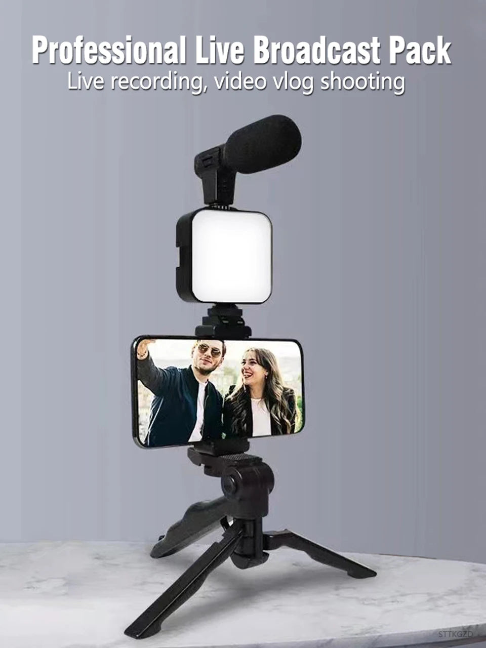 Kit de vlogging para teléfono inteligente con trípode, soporte para teléfono, Mini micrófono, luz de relleno LED, arrancador para TikTok, transmisión en vivo, vídeo, YouTube