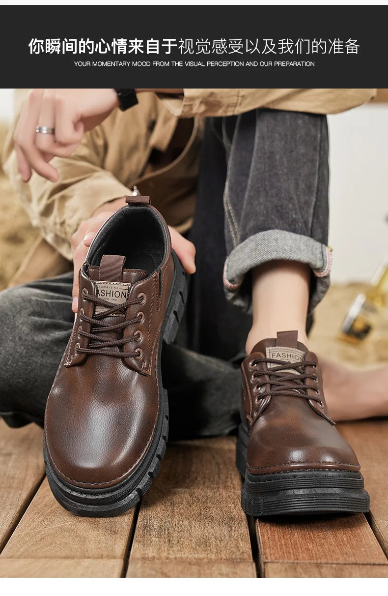 Zapatos informales para hombre, calzado cómodo para trabajo hecho a mano en las cuatro estaciones, zapatos de trabajo al aire libre, moda Joker, zapatos de marea juvenil, zapatos de cuero para fiesta de negocios