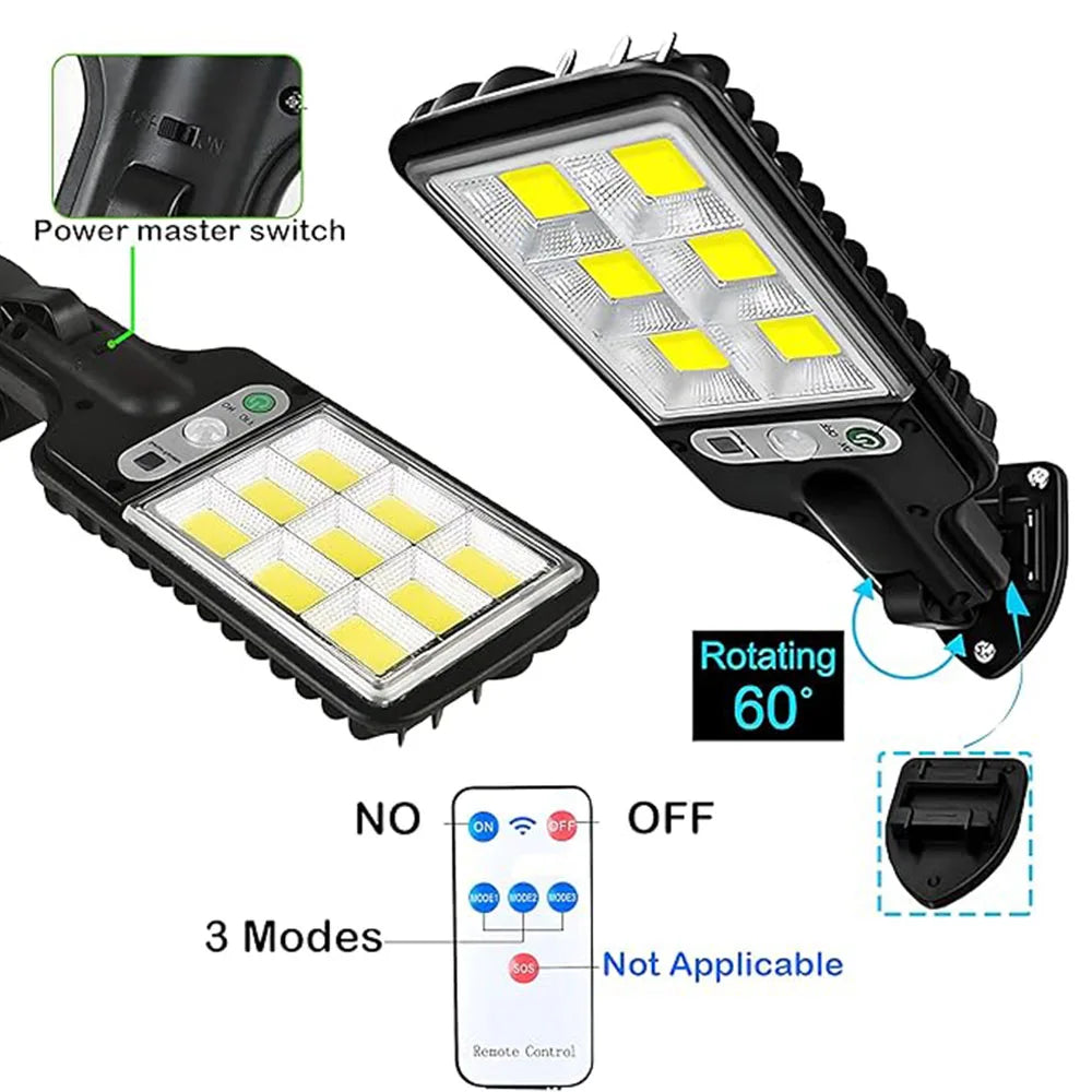 Luz Solar LED 108 para Exterior con Sensor de Movimiento 3 Modos