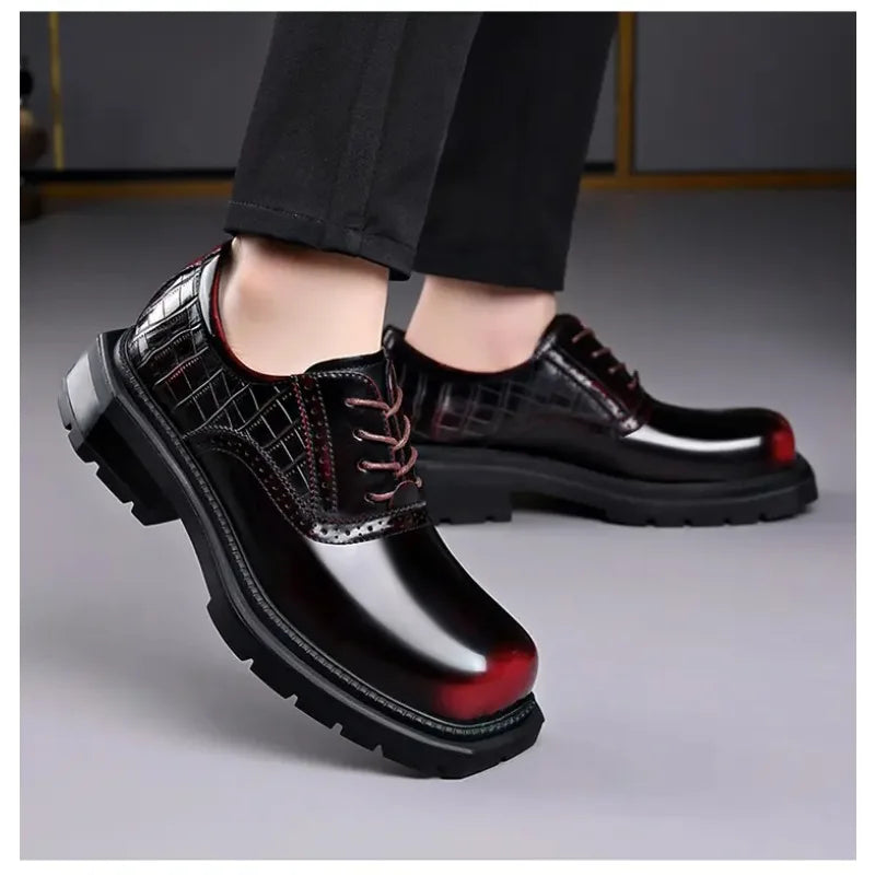 Zapatos Oxford de cuero para hombre con diseño degradado y suela de goma resistente
