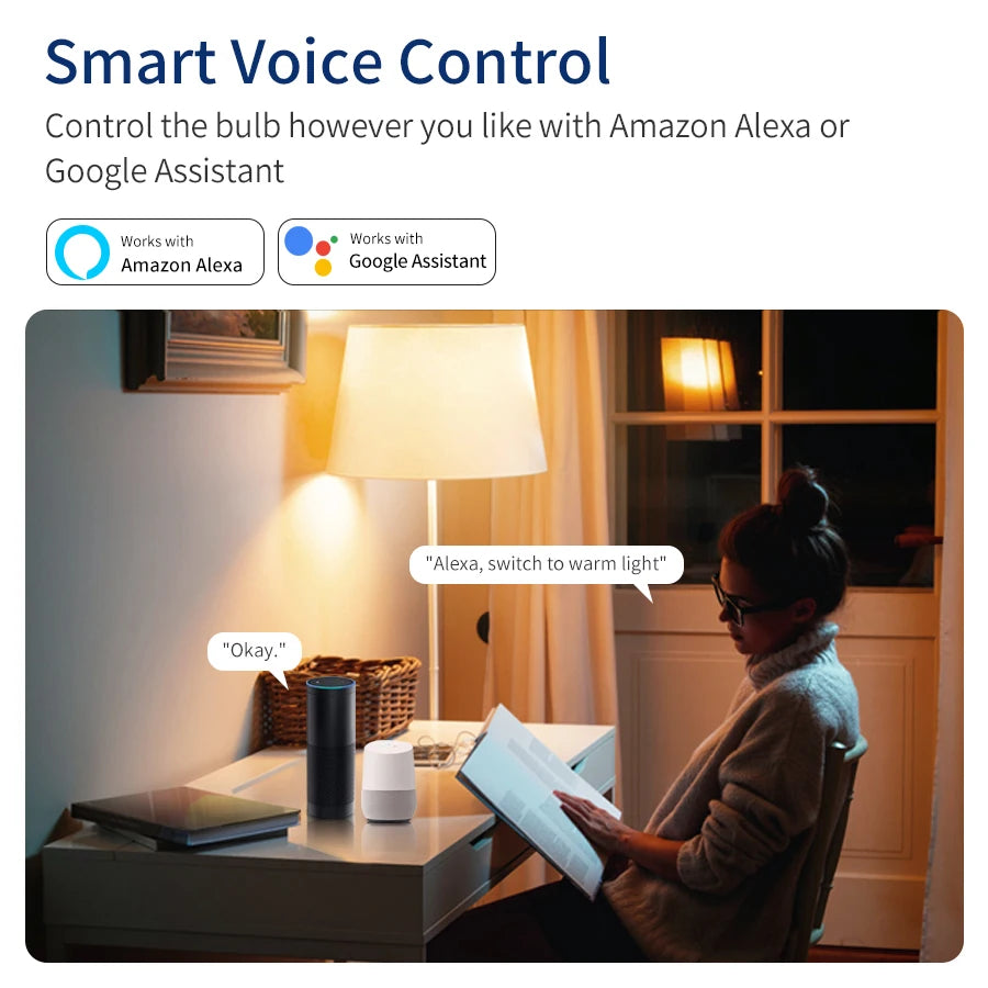 Bombilla LED Inteligente WiFi Tuya con Control de Voz