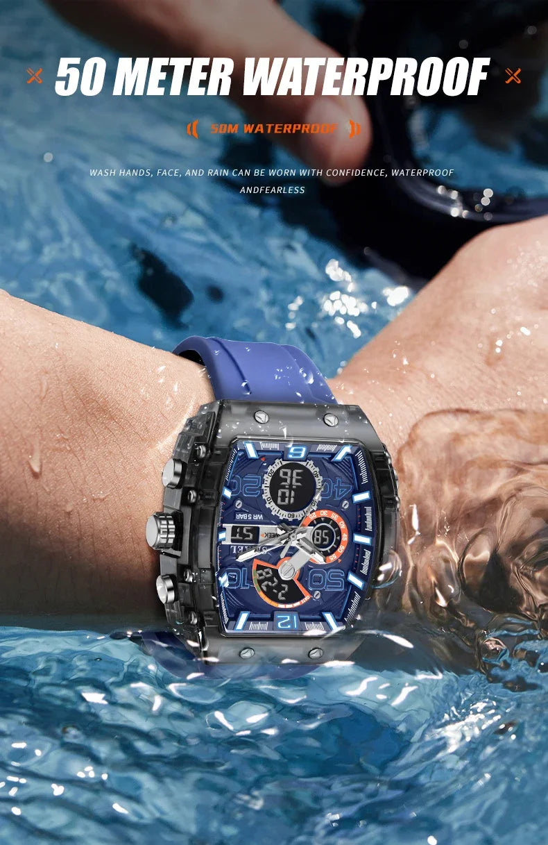 SMAEL 8109 nuevo reloj para hombre, deportivo multifuncional, resistente al agua hasta 50M, pantalla Dual, luz LED nocturna, reloj electrónico para estudiantes de ocio