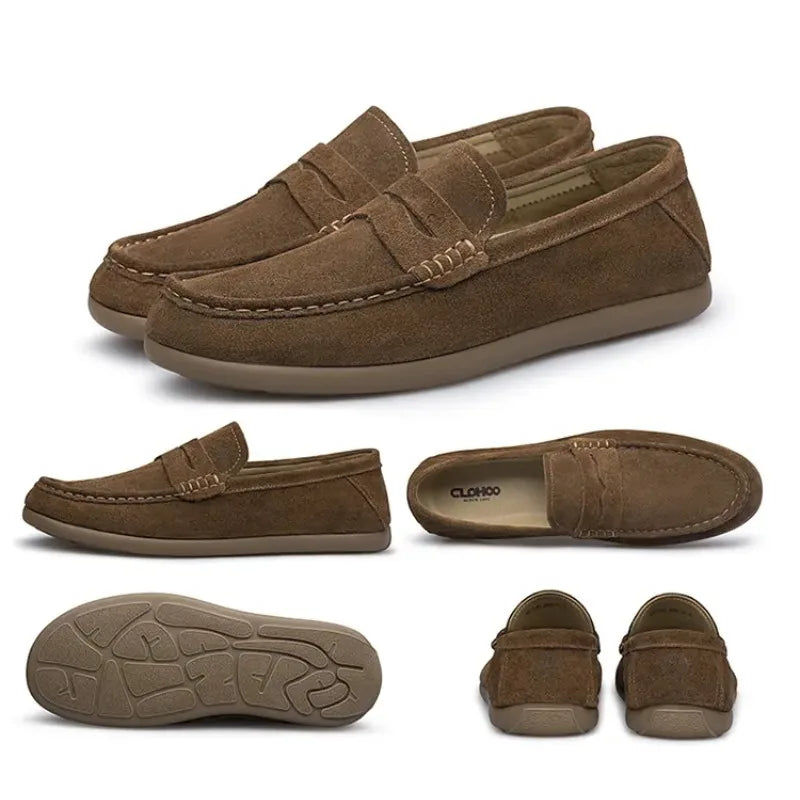 Mocasines de gamuza para hombre sin cordones, cómodos para uso diario