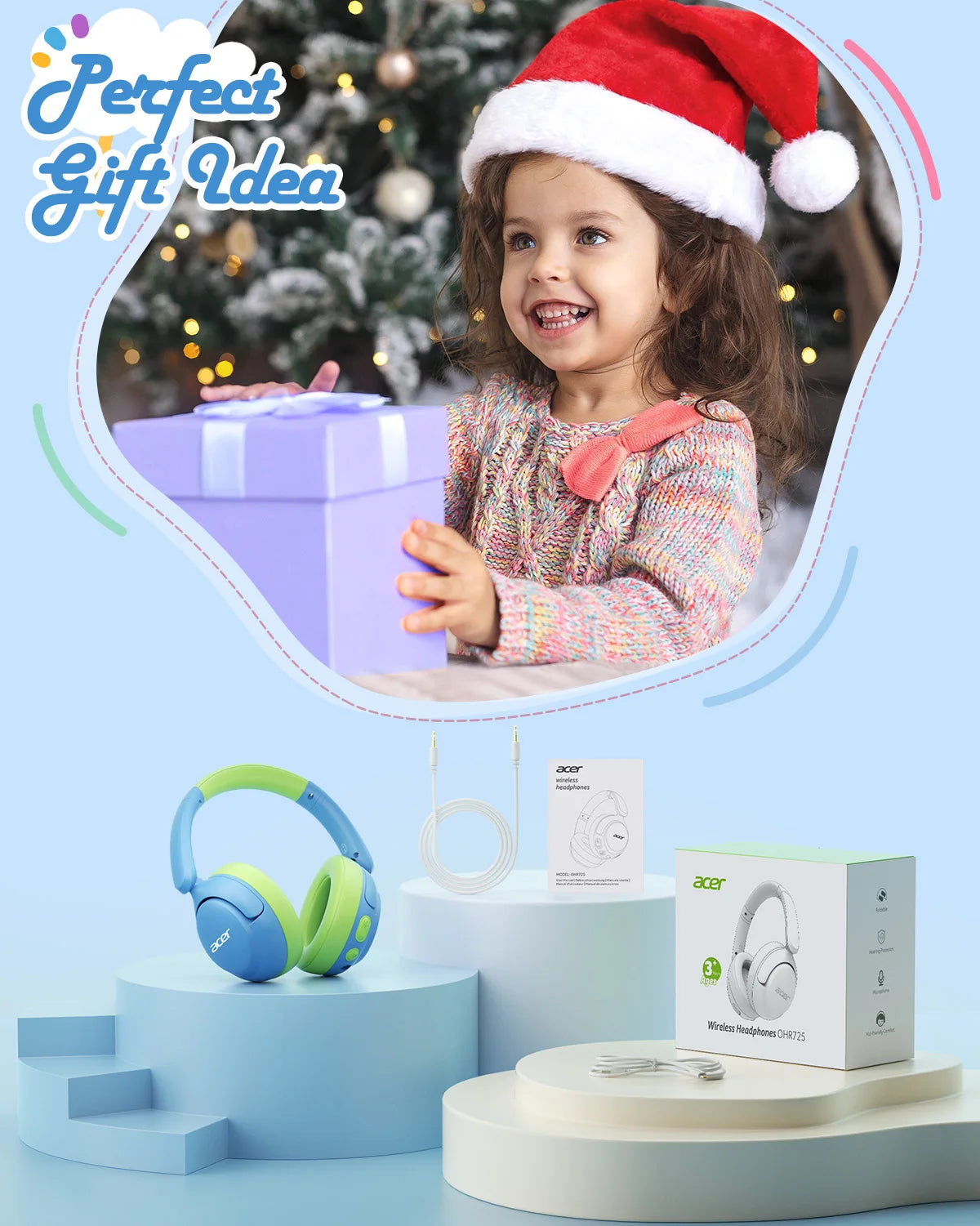 Acer OHR725 Auriculares Infantiles Bluetooth 5.4 85dB