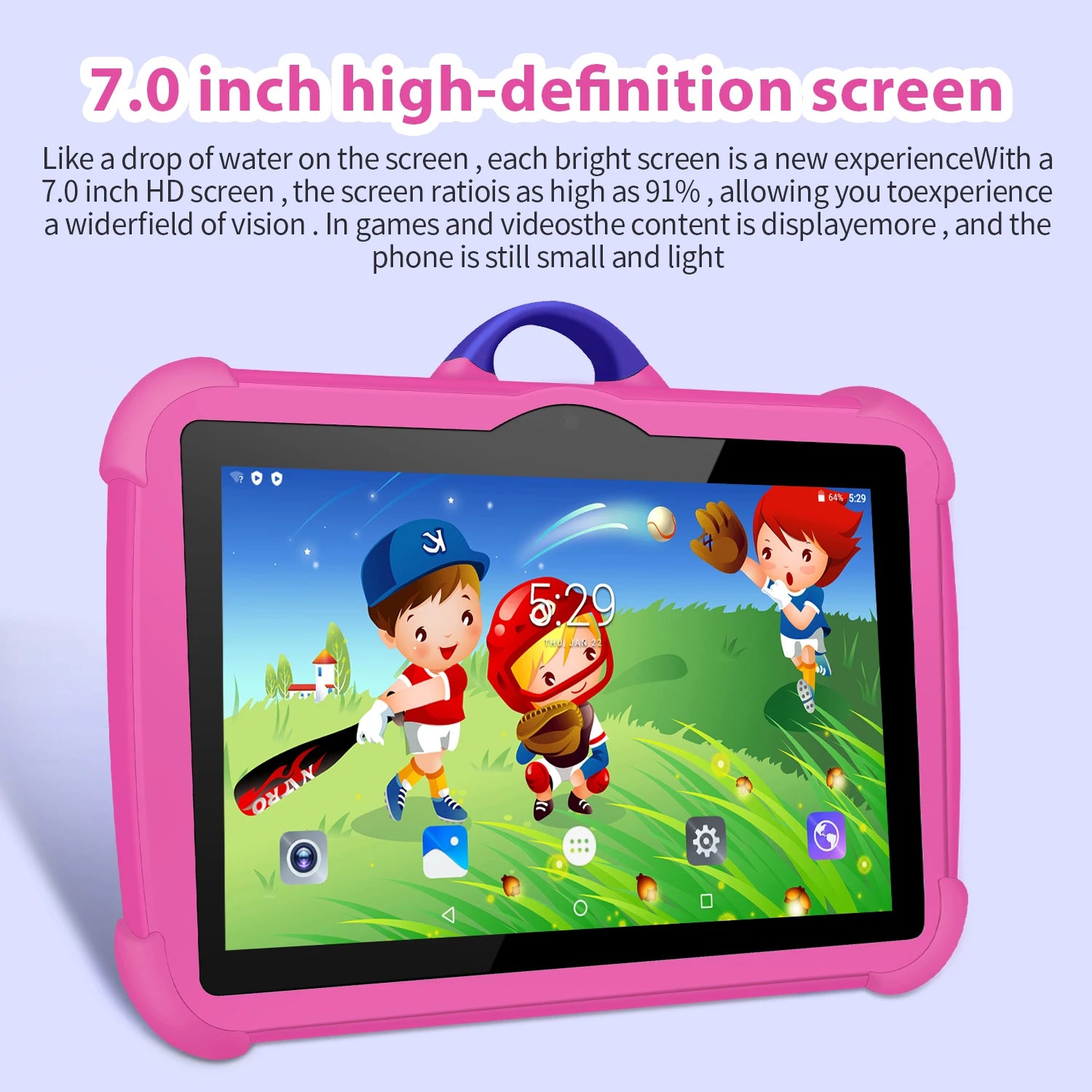 Nueva Tablet Infantil de 7 Pulgadas con WiFi, Android, para Aprendizaje y Educación, Quad Core, 4GB RAM, 64GB ROM, Regalo Ideal para Niños