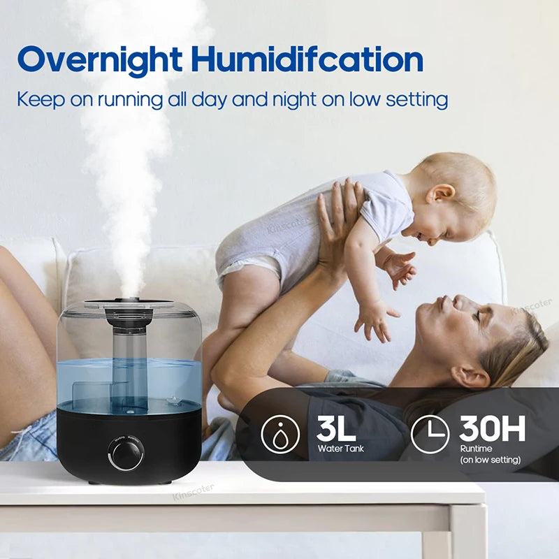 Humidificador de Aire 3L con Control Remoto y Difusor de Aromas