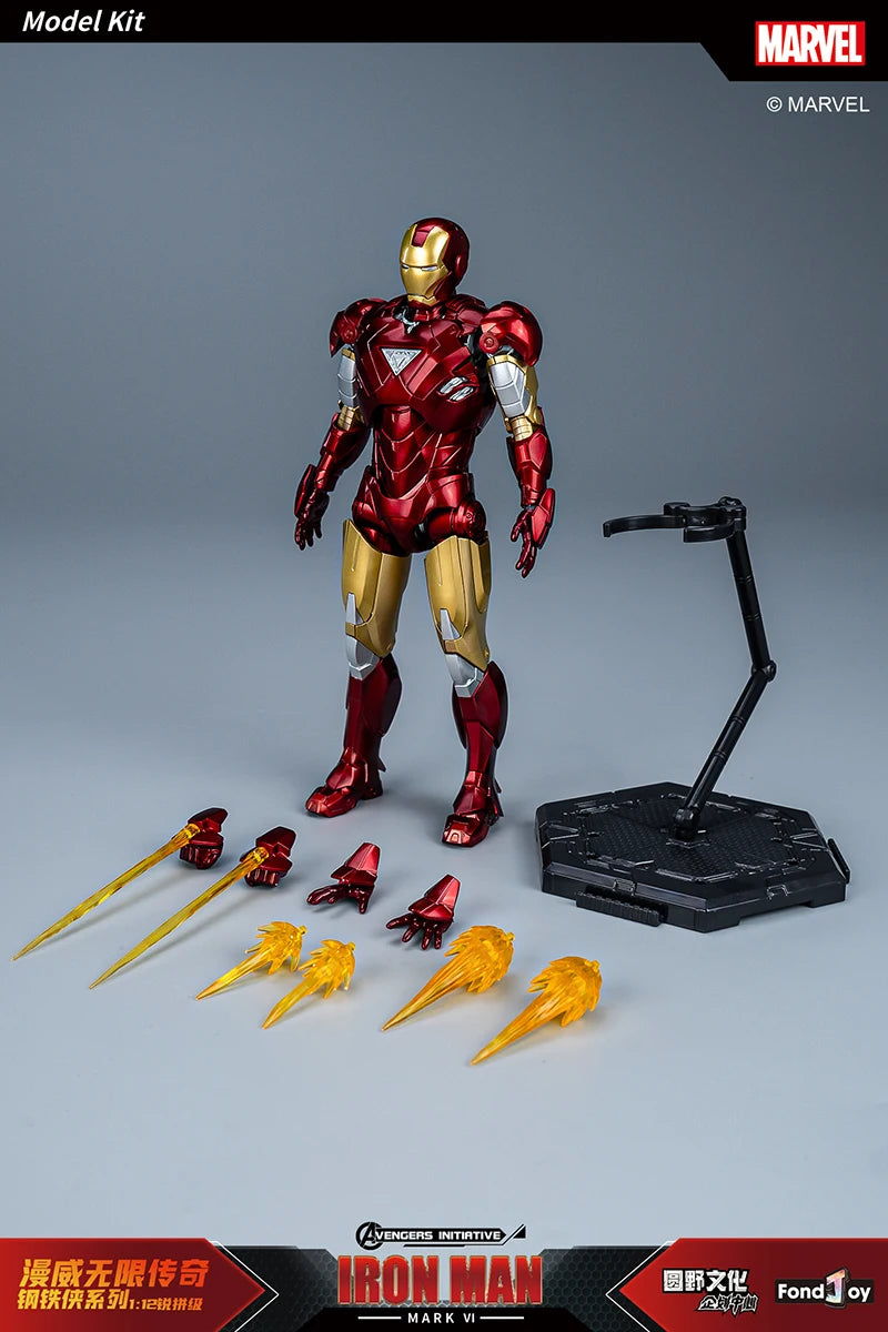 Figura de Anime de Iron Man MK5 de Marvel, Kit de Modelo a Escala 1/12, Serie Infinity Saga, Ironman Mark 5, Ensamblaje ABS, Articulaciones Móviles, Regalos y Juguetes