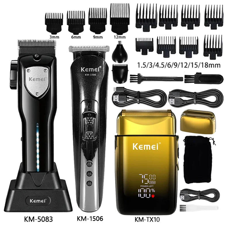 Cortadora de Pelo Inalámbrica Recargable para Hombre, Modelos KM-5083, KM-1506, KM-TX10