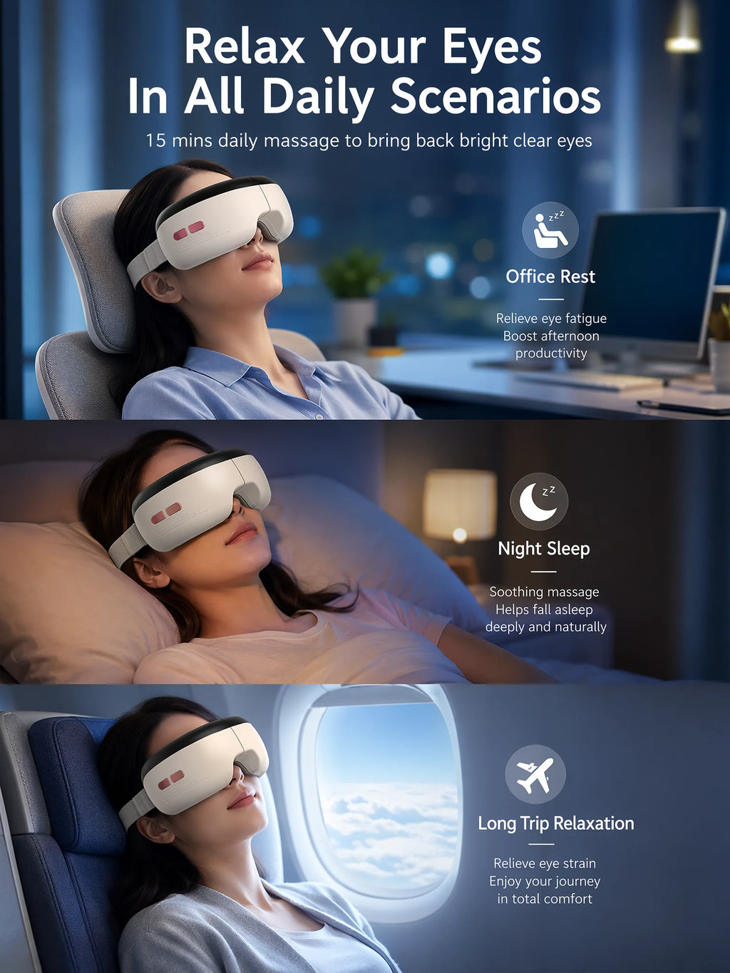 Masajeador de Ojos con Calor de Grafeno y Vibración Plegable