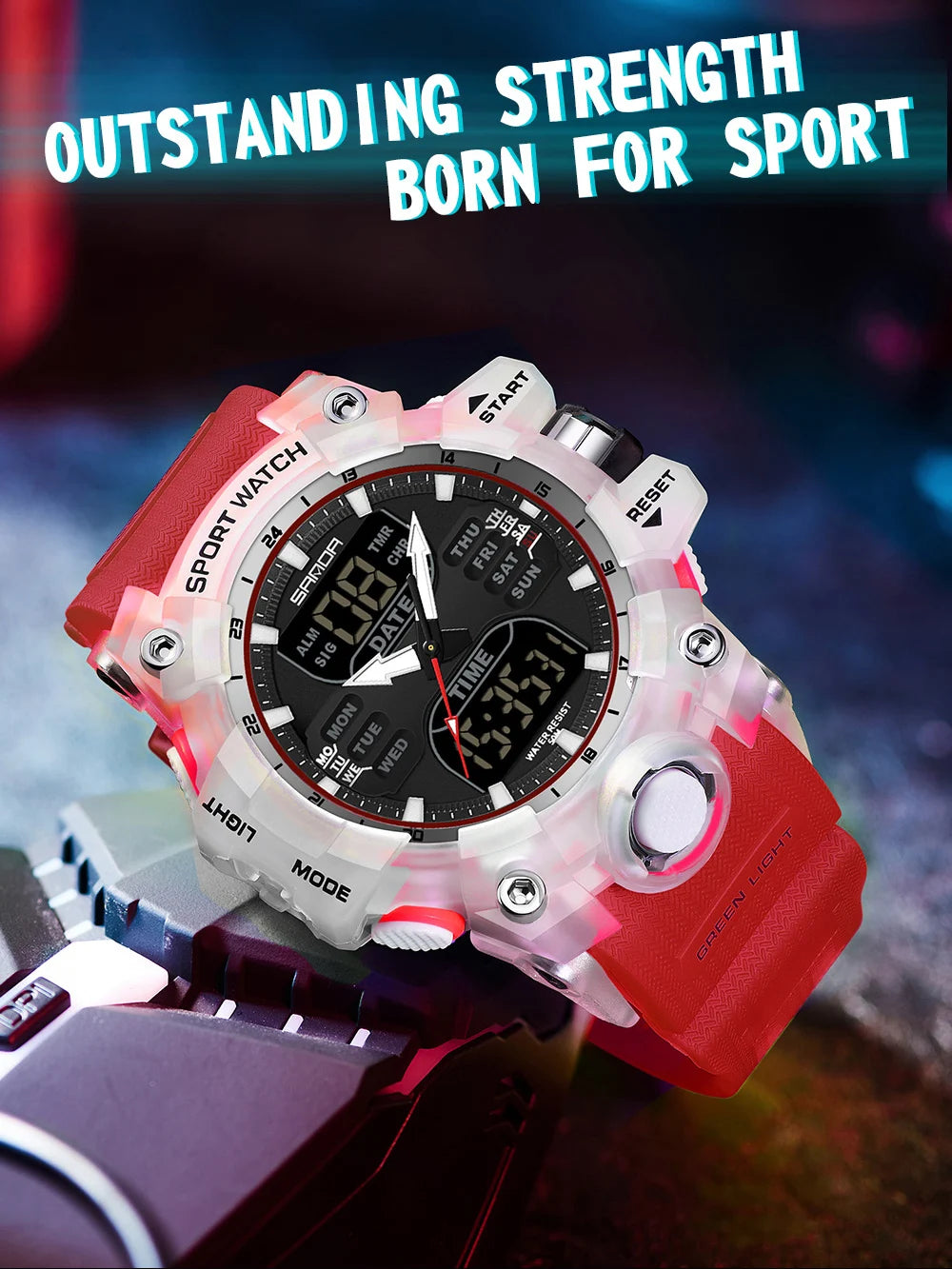 Reloj Deportivo Digital SANDA para Hombre con Doble Pantalla LED y Alarma